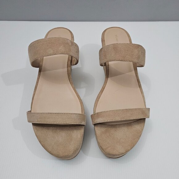NEW Stuart Weitzman Boardwalk 65 Wedge Sandal Platform Sandalwood Tan Suede 11 - Picture 4 of 13